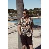 imageCOOFANDY Mens Hawaiian 2 Piece Outfits Summer Beach Matching Set Short Sleeve Floral Shirts and ShortsPalm Leaf Black