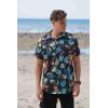 imageCOOFANDY Mens Hawaiian 2 Piece Outfits Summer Beach Matching Set Short Sleeve Floral Shirts and ShortsPineapple Leaf Black