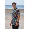 imageCOOFANDY Mens Hawaiian 2 Piece Outfits Summer Beach Matching Set Short Sleeve Floral Shirts and ShortsPineapple Leaf Black