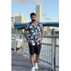 imageCOOFANDY Mens Hawaiian 2 Piece Outfits Summer Beach Matching Set Short Sleeve Floral Shirts and ShortsWhite Floral Navy
