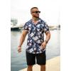 imageCOOFANDY Mens Hawaiian 2 Piece Outfits Summer Beach Matching Set Short Sleeve Floral Shirts and ShortsWhite Floral Navy