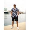 imageCOOFANDY Mens Hawaiian 2 Piece Outfits Summer Beach Matching Set Short Sleeve Floral Shirts and ShortsWhite Floral Navy