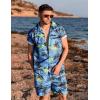 imageCOOFANDY Mens Hawaiian Matching Shirt and Shorts Set Summer Beach 2 Piece Outfits Short Sleeve Cuban Shirts and ShortsCoconut Trees