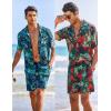 imageCOOFANDY Mens Hawaiian Matching Shirt and Shorts Set Summer Beach 2 Piece Outfits Short Sleeve Cuban Shirts and ShortsFlamingo