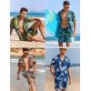 imageCOOFANDY Mens Hawaiian Matching Shirt and Shorts Set Summer Beach 2 Piece Outfits Short Sleeve Cuban Shirts and ShortsLeaveswhite