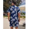 imageCOOFANDY Mens Hawaiian Matching Shirt and Shorts Set Summer Beach 2 Piece Outfits Short Sleeve Cuban Shirts and ShortsPlantstwilight Blue