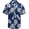 imageCOOFANDY Mens Hawaiian Matching Shirt and Shorts Set Summer Beach 2 Piece Outfits Short Sleeve Cuban Shirts and ShortsPlantstwilight Blue
