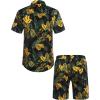 imageCOOFANDY Mens Hawaiian Matching Shirt and Shorts Set Summer Beach 2 Piece Outfits Short Sleeve Cuban Shirts and ShortsRainforestyellow