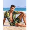 imageCOOFANDY Mens Hawaiian Matching Shirt and Shorts Set Summer Beach 2 Piece Outfits Short Sleeve Cuban Shirts and ShortsRainforestyellow