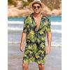 imageCOOFANDY Mens Hawaiian Matching Shirt and Shorts Set Summer Beach 2 Piece Outfits Short Sleeve Cuban Shirts and ShortsRainforestyellow