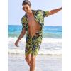 imageCOOFANDY Mens Hawaiian Matching Shirt and Shorts Set Summer Beach 2 Piece Outfits Short Sleeve Cuban Shirts and ShortsRainforestyellow