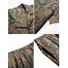imageCOOFANDY Mens Hawaiian Matching Shirt and Shorts Set Summer Beach 2 Piece Outfits Short Sleeve Cuban Shirts and ShortsRetro Brown