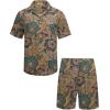 imageCOOFANDY Mens Hawaiian Matching Shirt and Shorts Set Summer Beach 2 Piece Outfits Short Sleeve Cuban Shirts and ShortsRetro Brown