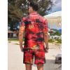 imageCOOFANDY Mens Hawaiian Matching Shirt and Shorts Set Summer Beach 2 Piece Outfits Short Sleeve Cuban Shirts and ShortsSunset