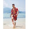imageCOOFANDY Mens Hawaiian Matching Shirt and Shorts Set Summer Beach 2 Piece Outfits Short Sleeve Cuban Shirts and ShortsSunset