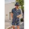imageCOOFANDY Mens Hawaiian Shirt and Short Set Flower 2pieces Beach Outfit with Bucket HatsBlue White Leaves