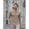 imageCOOFANDY Mens Henley Shirts Long Sleeve Lightweight Buttons TShirts Casual Basic Pullover TopKhaki