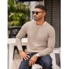 imageCOOFANDY Mens Knit Henley TShirts Dress Long Sleeve Sweater Casual Collarless Quarter Button PulloverApricot