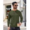 imageCOOFANDY Mens Knit Henley TShirts Dress Long Sleeve Sweater Casual Collarless Quarter Button PulloverArmy Green