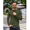 imageCOOFANDY Mens Knit Henley TShirts Dress Long Sleeve Sweater Casual Collarless Quarter Button PulloverArmy Green