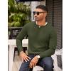 imageCOOFANDY Mens Knit Henley TShirts Dress Long Sleeve Sweater Casual Collarless Quarter Button PulloverArmy Green