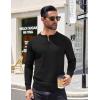 imageCOOFANDY Mens Knit Henley TShirts Dress Long Sleeve Sweater Casual Collarless Quarter Button PulloverBlack