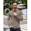 imageCOOFANDY Mens Knit Henley TShirts Dress Long Sleeve Sweater Casual Collarless Quarter Button PulloverBrown