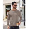 imageCOOFANDY Mens Knit Henley TShirts Dress Long Sleeve Sweater Casual Collarless Quarter Button PulloverBrown