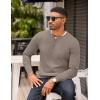imageCOOFANDY Mens Knit Henley TShirts Dress Long Sleeve Sweater Casual Collarless Quarter Button PulloverBrown