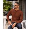 imageCOOFANDY Mens Knit Henley TShirts Dress Long Sleeve Sweater Casual Collarless Quarter Button PulloverCaramel
