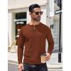 imageCOOFANDY Mens Knit Henley TShirts Dress Long Sleeve Sweater Casual Collarless Quarter Button PulloverCaramel