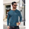 imageCOOFANDY Mens Knit Henley TShirts Dress Long Sleeve Sweater Casual Collarless Quarter Button PulloverDark Blue