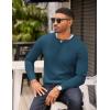 imageCOOFANDY Mens Knit Henley TShirts Dress Long Sleeve Sweater Casual Collarless Quarter Button PulloverDark Blue