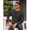 imageCOOFANDY Mens Knit Henley TShirts Dress Long Sleeve Sweater Casual Collarless Quarter Button PulloverDark Gray