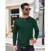 imageCOOFANDY Mens Knit Henley TShirts Dress Long Sleeve Sweater Casual Collarless Quarter Button PulloverDark Green