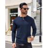 imageCOOFANDY Mens Knit Henley TShirts Dress Long Sleeve Sweater Casual Collarless Quarter Button PulloverDark Navy Blue