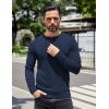 imageCOOFANDY Mens Knit Henley TShirts Dress Long Sleeve Sweater Casual Collarless Quarter Button PulloverDark Navy Blue