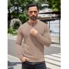 imageCOOFANDY Mens Knit Henley TShirts Dress Long Sleeve Sweater Casual Collarless Quarter Button PulloverKhaki