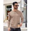 imageCOOFANDY Mens Knit Henley TShirts Dress Long Sleeve Sweater Casual Collarless Quarter Button PulloverKhaki