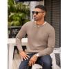 imageCOOFANDY Mens Knit Henley TShirts Dress Long Sleeve Sweater Casual Collarless Quarter Button PulloverKhaki