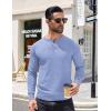 imageCOOFANDY Mens Knit Henley TShirts Dress Long Sleeve Sweater Casual Collarless Quarter Button PulloverLight Blue