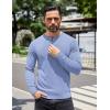 imageCOOFANDY Mens Knit Henley TShirts Dress Long Sleeve Sweater Casual Collarless Quarter Button PulloverLight Blue