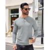 imageCOOFANDY Mens Knit Henley TShirts Dress Long Sleeve Sweater Casual Collarless Quarter Button PulloverLight Grey