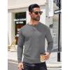 imageCOOFANDY Mens Knit Henley TShirts Dress Long Sleeve Sweater Casual Collarless Quarter Button PulloverMedium Gray