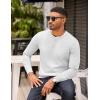 imageCOOFANDY Mens Knit Henley TShirts Dress Long Sleeve Sweater Casual Collarless Quarter Button PulloverWhite