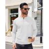 imageCOOFANDY Mens Knit Henley TShirts Dress Long Sleeve Sweater Casual Collarless Quarter Button PulloverWhite