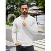 imageCOOFANDY Mens Knit Henley TShirts Dress Long Sleeve Sweater Casual Collarless Quarter Button PulloverWhite