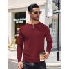 imageCOOFANDY Mens Knit Henley TShirts Dress Long Sleeve Sweater Casual Collarless Quarter Button PulloverWine Red