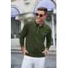imageCOOFANDY Mens Knit Polo Long Sleeve Collared Sweater Polo Business Casual Polos with PocketArmy Green
