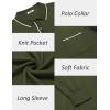 imageCOOFANDY Mens Knit Polo Long Sleeve Collared Sweater Polo Business Casual Polos with PocketArmy Green